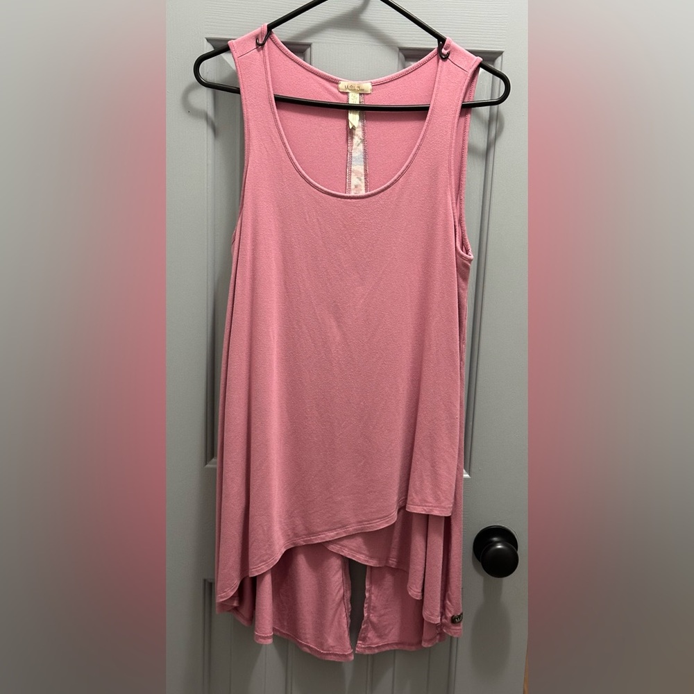 Matilda Jane Adventure Begins Secret Garden Womens Tunic Tank Medium Pink Blush